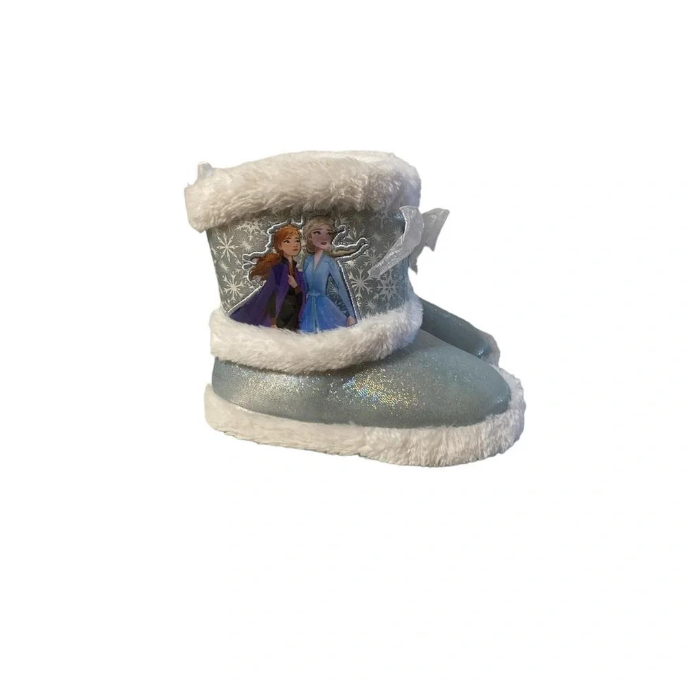 Disney Frozen 2 Slippers Faux Fur Boots Ana Elsa House Shoes Toddler Girl M 7/8
